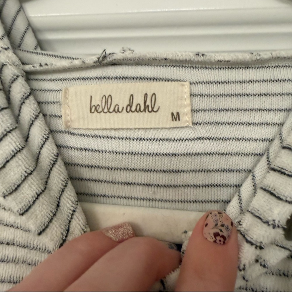 Bella Dahl Striped Gray and White Hoodie Size M - Picture 2 of 12